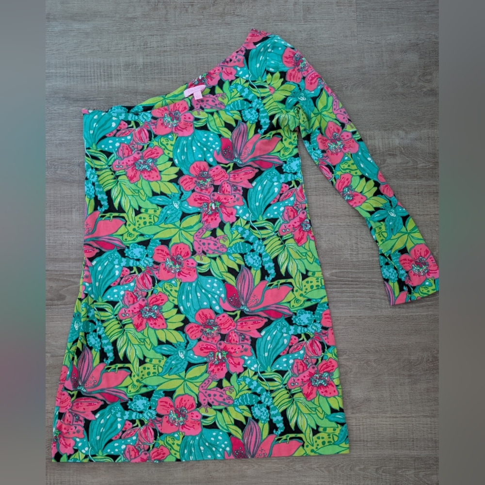 Lilly Pulitzer One Shoulder Dress - Pink and Green Floral